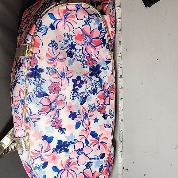 Lilly Pulitzer Pink and Blue Floral Bag with Gold Straps- NWOT - Picture 5 of 11
